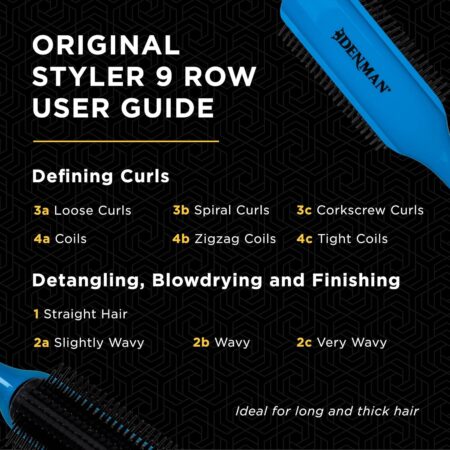 Denman Brush D4 Santorini Blue 9 Row